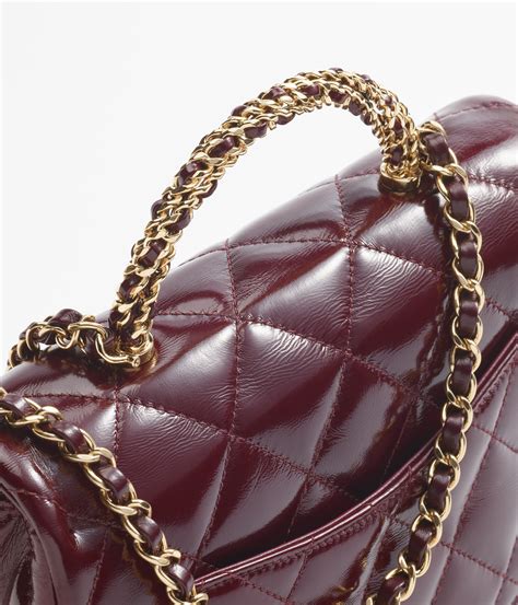 chanel black mini burgundy lining|Mini flap bag with top handle, Shiny lambskin & gold.